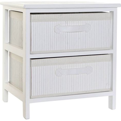Commode blanche en bambou paulownia élégante et pratique - Blanc cassé avec accents bois (1/4)