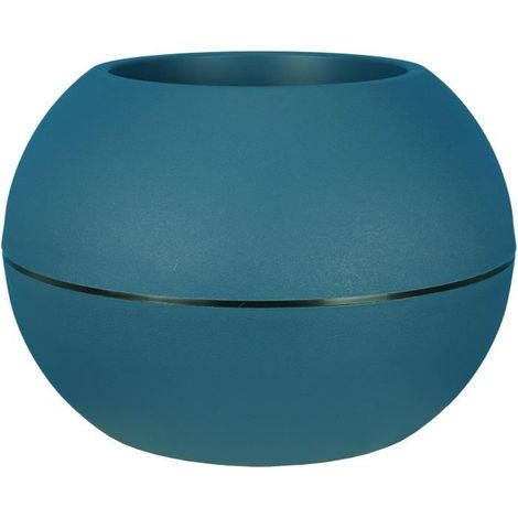 Runder Blumentopf - RIVIERA - GRANIT BOULE - Kunststoff - D50 H34,5 cm - Blau