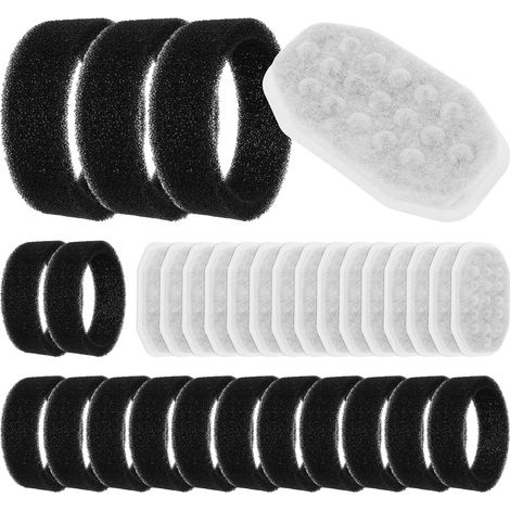 Lot de 32 filtres pour fontaine à chat, 16 filtres à charbon et 16 filtres en mousse, filtre pour fontaine à eau, filtre à eau pour fontaine à eau de 3,2 l