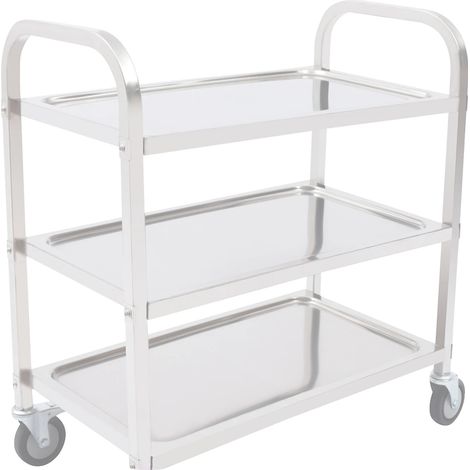 Servierwagen, 201 Edelstahl, 754083,5 cm, 20 kg Tragfähigkeit pro Ebene, 3 Ebenen, rechteckig (1/5)