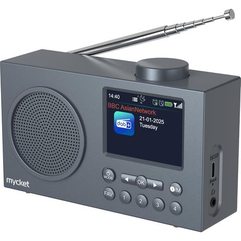 Portable DAB/DAB + Radio, FM Digital Radios avec 2025 Dernière Technologie de Récepteur de Signal, Radio Rechargeable avec Bluetooth 5.0,Double Réveil, 40 Préréglé, 2,4 "Grand Affichage Couleur (1/5)