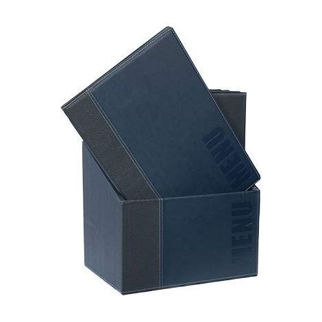 SECURIT - Set da 20 Porta Menu A4 Box Inclusa Linea Trendy - Per Caffè, Ristoranti, Bar - Similpelle - Colore Blu (1/3)