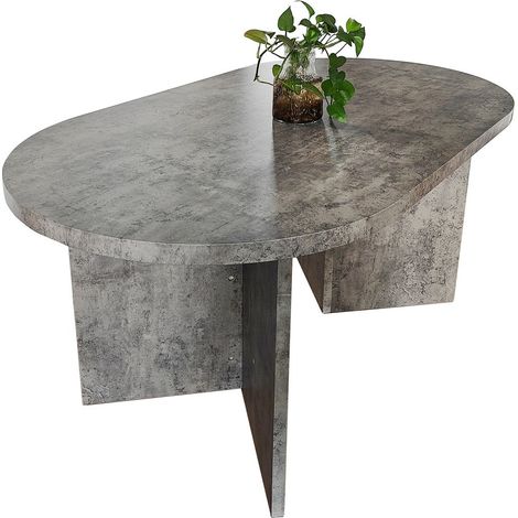 Esstisch 160 x 90 cm Holz Graue-Optik gerade Kante oval V-Gestell OVI (1/5)