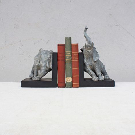 Serre-livres éléphants résine 25x21x31cm (1/2)