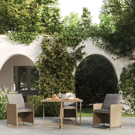Table de jardin,Table meuble de Balcon,Table d'extérieur Beige 109x107x74 cm Résine tressée bois massif -11164 (1/5)