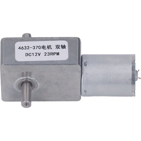 Moteur à réduction de vitesse 12 V CC, entièrement métallique, à double arbre et engrenage à vis sans fin, 4632-370, 23 tr/min (1/5)