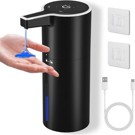 Distributeur de Savon Automatique Liquide, 400ML Distributeur de Savon avec Capteur Infrarouge, 4 Vitesses, Mural, 1800mAh Rechargeable par USB, Étanche IPX5, Adapté à la Cuisine, Salle de Bain