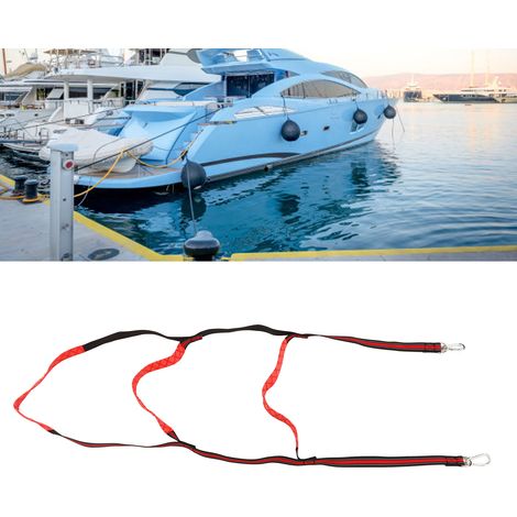 Échelle de bateau portable avec corde d'aide à l'embarquement et mousqueton, rouge, 3 marches (1/5)