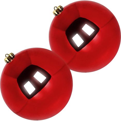 (20cm/2pcs, Rouge) Boules de Noel Grosses Exterieur, Boule Géante Résistants Groose XXL Boules Plastique Suspendre