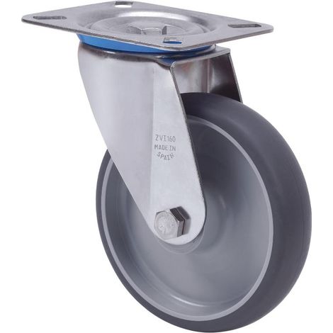 rueda giratora placa inox.10zvli100-pgzn poliamix-goma gris inyect.eje liso (1/2)