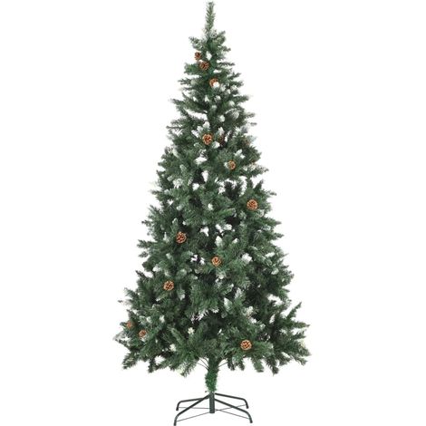 Albero di Natale  Albero natalizio  Albero festivo Artificiale Pigne e Brillantini Bianchi 210 cm (1/5)