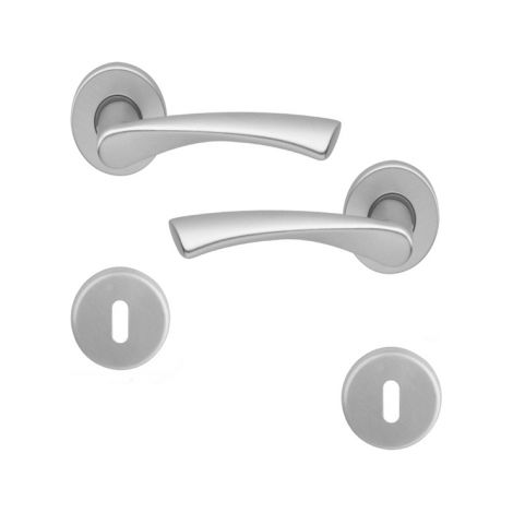 Ouvre&Déco – Poignée de porte intérieure design en Aluminium anodisé argent F1 sur rosace ronde Clé L, MILANO