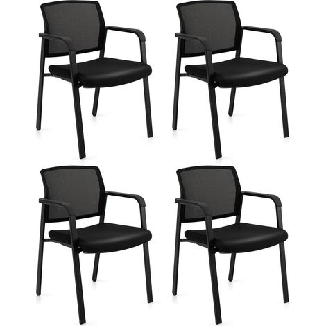 COSTWAY 4Pcs Meeting Waiting Room Office Chairs Stackable Office Mesh Chairs (1/5)