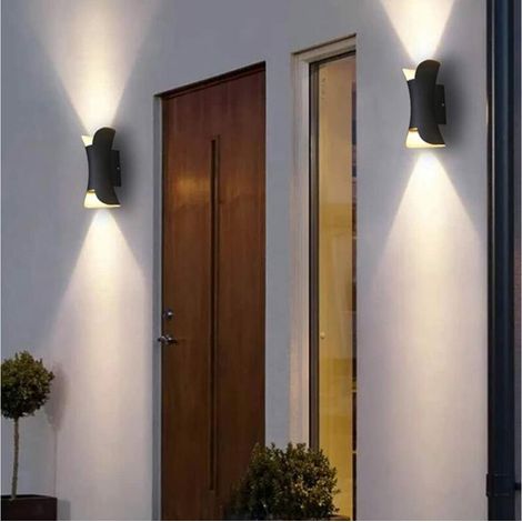 Applique murale LED 10W extérieur intérieur spots applique murale lumière extérieure moderne en aluminium IP65 up down spot lumière blanche chaude applique murale extérieure noir pour salon chambre es (1/3)