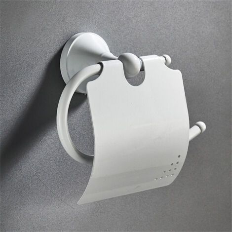 Vintage-Wand-Toilettenpapierhalter, antiker Messing-Toilettenpapierhalter mit weißem Deckel (1/4)