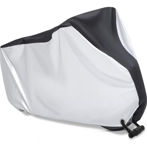 Funda para bicicleta fabricada en tejido Oxford 210D, impermeable y con protección UV, bordes plateados núcleo negro, Talla S: 170 x 60 x 85 cm (1/5)