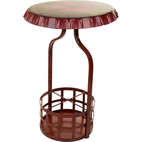 Mesa botellero de metal roja 42x42x60