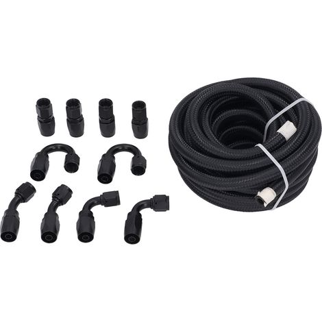 Kit de raccords ligne carburant 6AN, tuyau 6m, 10 raccords aluminium anodisé noir, 500 Psi universel pour auto bateau (1/5)