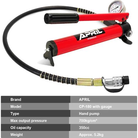Pompe Manuelle Hydraulique, Sortie Haute Pression, Construction en Acier Durable, CP-180 avec jauge (1/2)