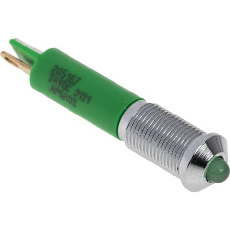 Voyant LED lumineux  Vert RS PRO, dia. 6mm, 24V c.c., taille de la lampe 3 mm ( Prix pour 1 )