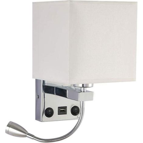 Moderna lampada da parete a LED con interruttore USB, lampada da comodino per camera da letto, testiera, casa, hotel (lampadine non incluse) (1/4)