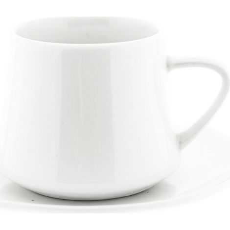 Mulex 12 Tlg. Set Mokkatassen mit Untertassen aus Porzellan Mokkaservice 100 ml Weiß