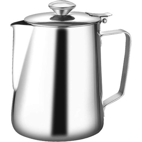Pot à Lait Moussant Tasse à Café en Acier Inoxydable de Grande CapaCôté Avec un Couvercle-1000ML-Fei Yu (1/5)