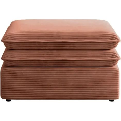 OSCAR POUF - Pouf en velours côtelé Terracotta 70x70x43 (1/5)