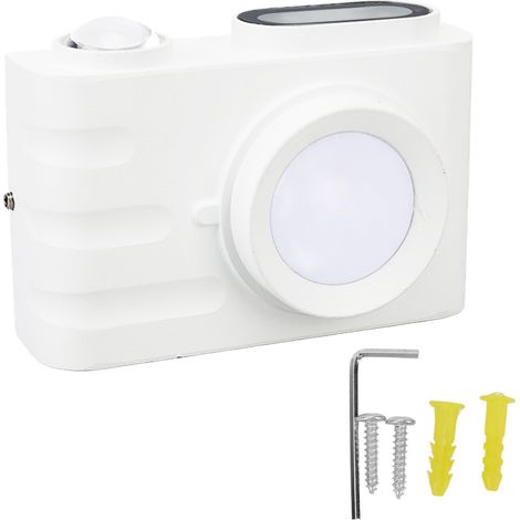 Luminaire mural LED en forme d'appareil photo, étanche, blanc, lumière chaude 85-265V, pour couloir, escalier, intérieur et extérieur. (1/5)
