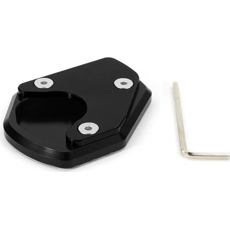 (Tout noir) Compatible avec la béquille latérale de moto Triumph Trident 660 2021-2022 : extension, plaque et patin de béquille. Maxpower (1/4)