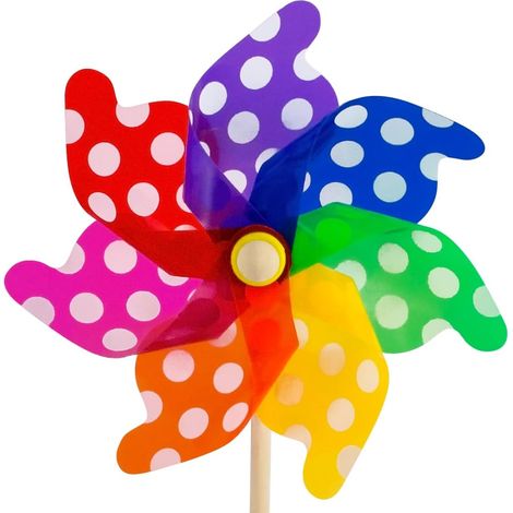 Moulin à Vent Résistant UV/Intempéries, Ø31cm, Ht 75cm, Livré Monté + Tige Support, Décoration