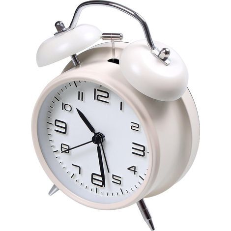 Réveil mécanique à double cloche de 10 cm (4 pouces), à piles, avec cadran stéréoscopique et veilleuse. (1/5)