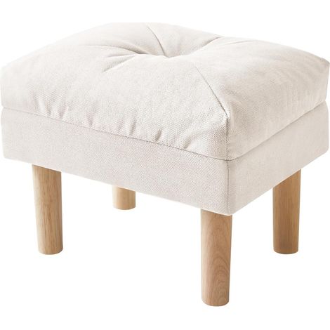 Petit Pouf Repose Pied Ottoman, Chaise avec Siège Rembourré en Éponge, Repose-Pieds, Tabouret Bas en Bois pour Chambre à Coucher, Salon, Entrée, 40×29×32CM, Beige (1/5)