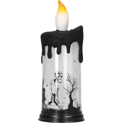 Boule à neige LED Halloween, bougie squelette, décoration, lampe électronique pour fête. (1/5)
