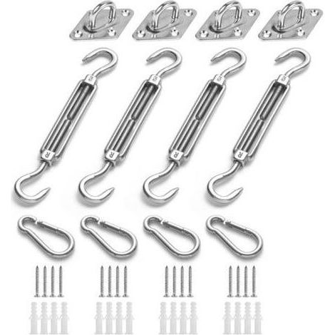 Kit de Fixation pour auvent de Jardin, Triangle et carré, rectangulaire, Accessoires de Fixation de Voile d'ombrage en Acier Inoxydable Robuste (1/4)