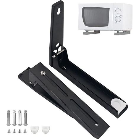 QAZQA Support de fixation murale pliable pour four à micro-ondes - Noir