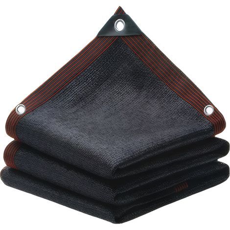 Filet d'ombrage de jardin avec crochets, protection solaire, auvent, filet d'ombrage noir pour serres, exploitations agricoles et terrasses, couverture d'ombrage de 50 %, en PEHD résistant au vent et (1/4)