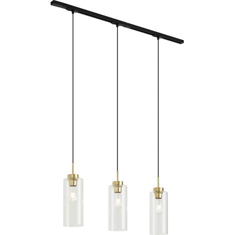 QAZQA Modern Track System Black with 3 Pendant Lights Gold with (1/5)