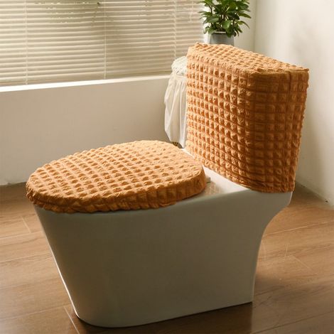 Couvre-Abattant Toilette Divisé - Modèle Réservoir Haut - Tissu Élastique - Universel Saison Toute - 1 Pièce (1/5)