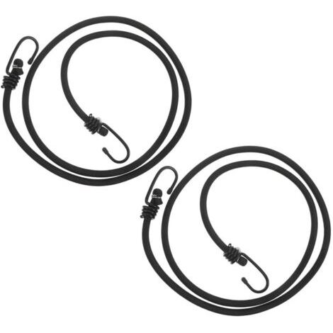 2 Pièces Corde de tente élastique sangles de bâche attaches de goudron corde élastique avec crochet Black (1/4)