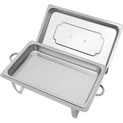 Ensemble de plat à réchaud, capacité de 9L, construction en acier inoxydable, Argent (1/2)