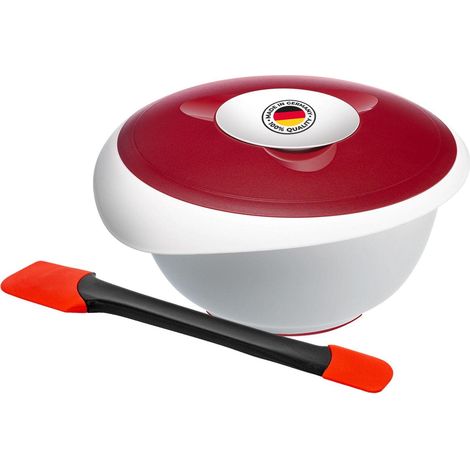 Set de cuisine et de Pâtisserie, 2 pièces, Bol mélangeur avec Couvercle 3,5 l et Spatule avec Têtes amovibles en Silicone, plastique/silicone, Duo, Blanc/Rouge/Noir, 315522E6 (1/5)