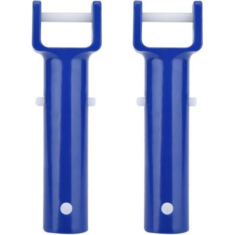 Clip de Piscine, Matériau ABS Bleu Piscine Pince en Forme de V Pince de Tête de Brosse Poignée de Rechange Accessoires de Piscine pour la Plupart des Têtes D'aspiration Standard 2 Pièces- (1/4)