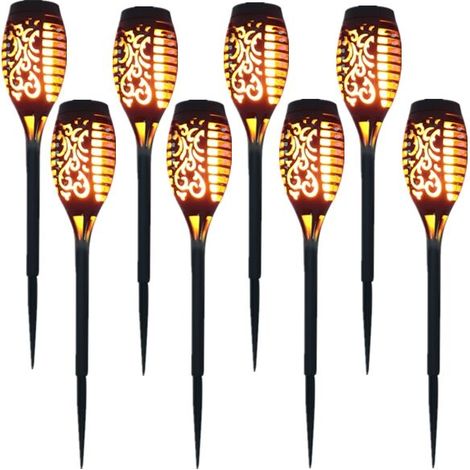 Lampes solaires - Décorations de jardin extérieur - Lampes torches étanches, lampadaires d'éclairage paysager - Lot de 8