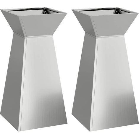 Maison Exclusive - Maceta Pilar 2 pcs Plateado 35 x 35 x 73 cm