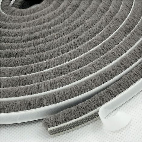 Window/Sliding Door Sealing Strip, Brush Frame Side, Self-Adhesive Fleece Seal, Draught Excluder (9 mm x 5 mm x 6 m, Grey) YMYNY (1/4)