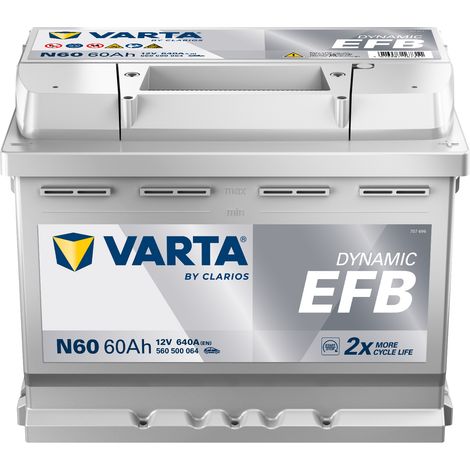 Batterie de démarrage Varta Blue Dynamic EFB L2 N60 - 12V 60Ah / 640A - 560500064 (1/2)