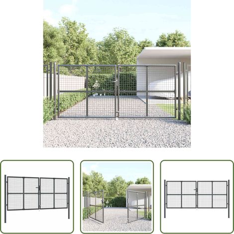 vidaXL Verzinkter Stahl -  Maschen-Gartentor Anthrazit 300x125 cm Verzinkter Stahl (1/5)