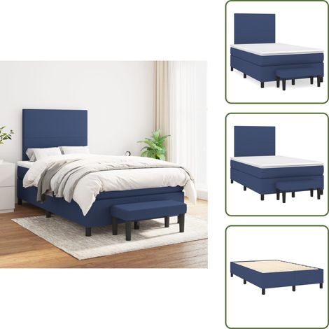 Letto con materasso - vidaXL Giroletto a Molle con Materasso Blu 120x200 cm in Tessuto - Panca multifunzionale
