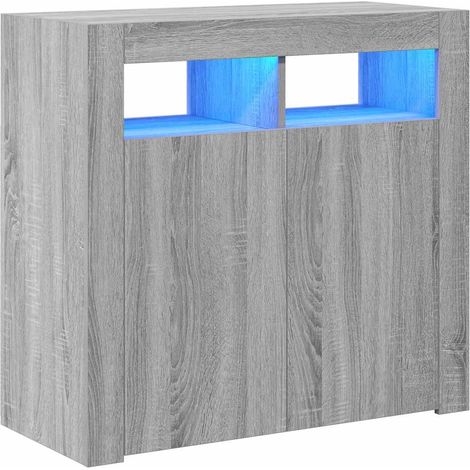 Sideboard mit LED-Beleuchtung Grau Sonoma 80x35x75 cm vidaXL